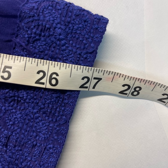 Anthropologie MAEVE Short Sleeve V Neck Tie Waist Purple Embroidered Tunic 8 INV - Picture 8 of 10